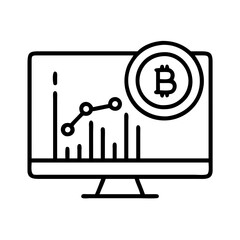 Poster - Bitcoin price chart analysis on computer screen for cryptocurrency investment strategy online