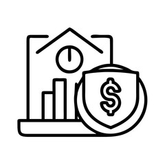 Poster - Financial security and investment protection with dollar shield and growth chart concept icon