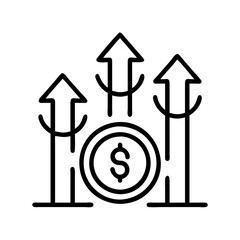 Poster - Financial growth concept with dollar coin and upward arrows for business success and profit