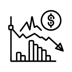 Poster - Understanding financial loss concept with downward graph and dollar coin for business analysis
