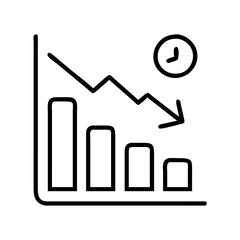 Poster - Decreasing trend chart with time management icon for business performance analysis and report