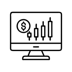 Poster - Stock market analysis on computer screen with candlestick chart and dollar sign icon vector