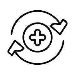 Fototapete - Refresh add new plus icon reload update symbol circle arrow loop sign vector graphic outline