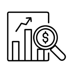Poster - Financial growth chart analysis with dollar sign magnifying glass icon vector image asset