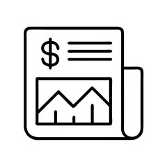 Poster - Financial report document icon for business analysis and dollar investment strategy plan analysis