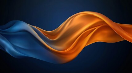 Wall Mural -   A vibrant blue and orange wave crashing onto a black backdrop with a blue sky above