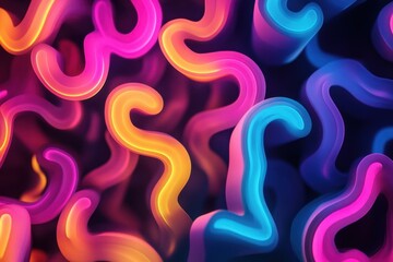 Poster - Colorful abstract swirls create a dynamic visual display in vibrant neon tones