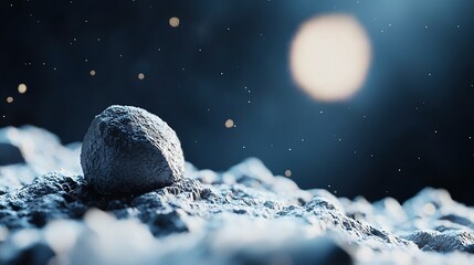 Wall Mural - a lone boulder resting atop a mound of rocks, surrounded by a celestial canvas speckled with myriad 