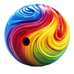 Poster - Colorful swirling abstract art in rainbow colors with a central black hole against a transparent background.