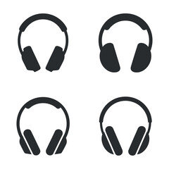 Poster - Headphone Icon Set In Minimalist Style For Music Audio Sound And Entertainment Related Design Projects And Mobile Applications
