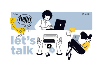 Fototapete - Creative illustration of communication. Vector concept for web banner, social media banner, business presentation, marketing material. 