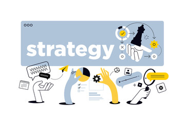 Fototapete - Creative illustration of business strategy. Vector concept for web banner, social media banner, business presentation, marketing material. 