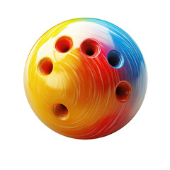 Poster - Vibrant bowling ball isolated on a transparent background showcasing a spectrum of colors and glossy texture