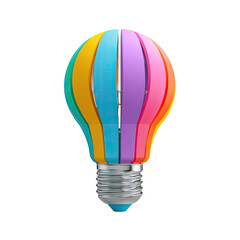 Poster - Colorful sliced lightbulb in vibrant hues against a transparent background showcasing creativity and innovation.