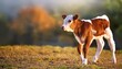 © Lyra - crossbred beef calf cow on farm with blurred background and copy space for agriculture