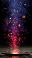Poster - Abstract glowing energy stream with blue and pink particles flows across a dark background symbolizing futuristic technology cosmic energy digital communication and creative imagination

