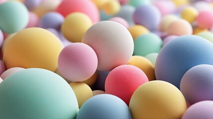 Poster - Pastel Colored Spheres Abstract Background Soft Texture Colorful Balls 3D Render Design Element Modern Art Illustration Soft Focus Dreamy Mood Gentle 