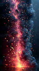 Poster - Abstract glowing energy stream with blue and pink particles flows across a dark background symbolizing futuristic technology cosmic energy digital communication and creative imagination

