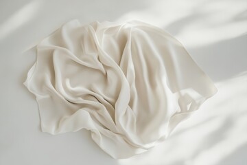 Leinwandbilder - Silky fabric with delicate folds and a smooth surface, accentuated by the interplay of light and shadow on a neutral background.