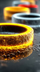 Poster - Glowing round illuminated lines with motion blur represent futuristic speed connectivity and infinite energy in a 360-degree panoramic view symbolizing seamless technology and limitless flow

