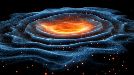 Poster - Glowing round illuminated lines with motion blur represent futuristic speed connectivity and infinite energy in a 360-degree panoramic view symbolizing seamless technology and limitless flow

