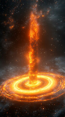 Poster - Glowing round illuminated lines with motion blur represent futuristic speed connectivity and infinite energy in a 360-degree panoramic view symbolizing seamless technology and limitless flow

