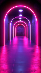 Poster - Glowing round illuminated lines with motion blur represent futuristic speed connectivity and infinite energy in a 360-degree panoramic view symbolizing seamless technology and limitless flow

