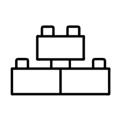 Poster - Outline vector graphic of interlocking plastic toy bricks for children building blocks play