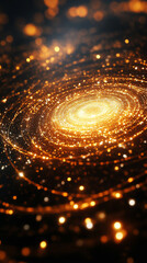 Poster - Glowing round illuminated lines with motion blur represent futuristic speed connectivity and infinite energy in a 360-degree panoramic view symbolizing seamless technology and limitless flow

