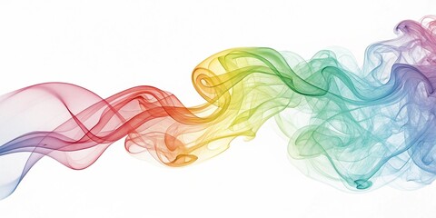 Poster - A vibrant and colorful smoke trail flowing across a white background with smooth and gentle curves created with generated ai