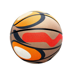 Fototapete - Modern Basketball Art, A Striking 3d Render Showcasing A Vibrant, Patterned Basketball Object. Isolated Perfectly. This Detailed Ball, Designed For Sports Enthusiasts, Represents Athletic Prowess.