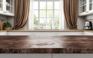 Poster - Kitchen counter top with window view