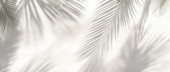 Poster - Palm Leaf Shadows on White Background
