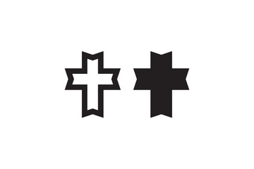 Poster - Geometric Star Cross Icons in Black Silhouette Vector