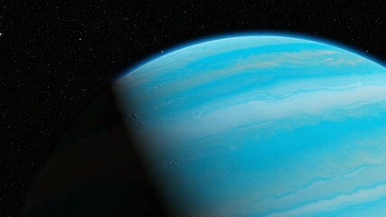 Wall Mural - Tranquil view of a gas giant with bands of clouds and visible terminator against a backdrop of twinkling stars