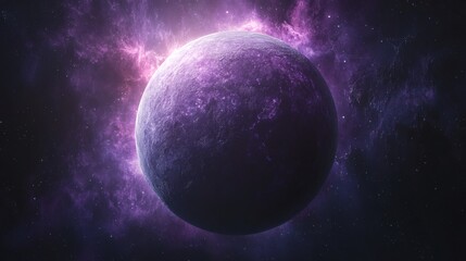 Wall Mural - A planet in a mysterious nebula, showcasing the vastness of space