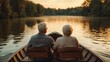 © Firadoaw - elderly couple enjoying a boat ride on a calm river, holding hands