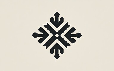 Poster - A striking black and white geometric design featuring a symmetrical snowflake pattern. Ideal for use in digital art, branding, or as a decorative element for various projects.