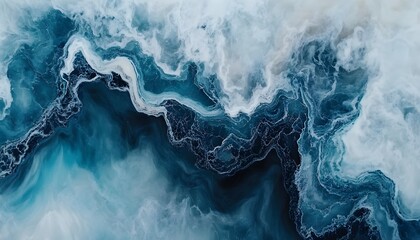 Poster - A stunning abstract image showcasing swirling blue and white patterns that evoke feelings of calm and inspiration