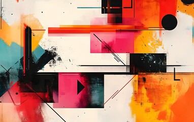 Poster - An abstract artwork featuring vibrant colors and geometric shapes