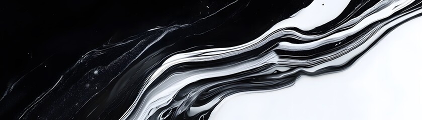 Poster - This abstract image showcases dynamic black and white swirls, creating a mesmerizing visual flow. The interplay of light and shadow highlights the elegant movement of the design.