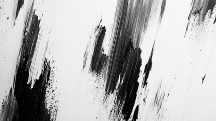 Poster - abstract black and white paint strokes artistic texture background design modern minimalist grunge s
