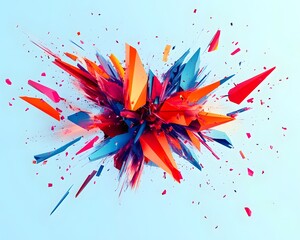 Poster - Colorful abstract explosion with vibrant shards bursting outward. This dynamic composition emphasizes energy and creativity, perfect for design projects, backgrounds, or marketing.