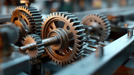 Poster - Vertical View of Gears in Machine with Detailed Overlays and Texture