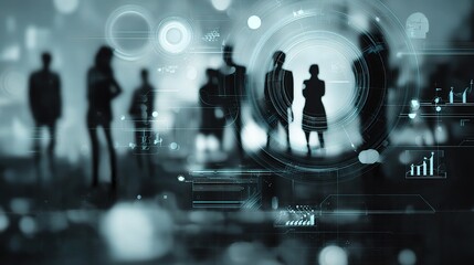 Poster - Abstract Business Diagrams and Icons on Futuristic Background