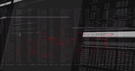 Poster - Cybersecurity interface displaying encryption banner, error logs, waveform visuals and code windows