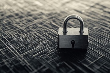 Poster - Close up of a metallic padlock resting on a textured background symbolizing security and protection