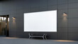 © Andriana Hoshko - Isolated empty blank rectangular billboard on sleek urban wall, perfect for advertising, branding, or commercial design mockups.