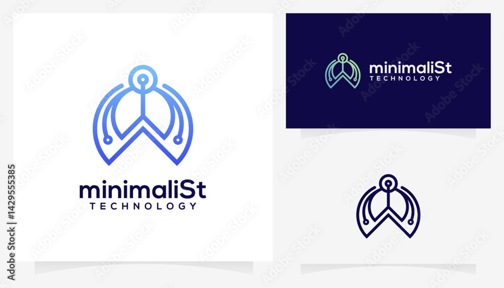 Abstract outline letter W with dot and connect logo design ideas ...