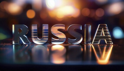 Poster - Shiny 3D Text Representation of the Country Russia